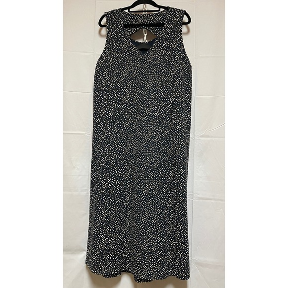 JJill Dresses & Skirts - JJill Wearever Collection Sleeveless Maxi Dress XL Navy w/Beige Dot Cutout Back